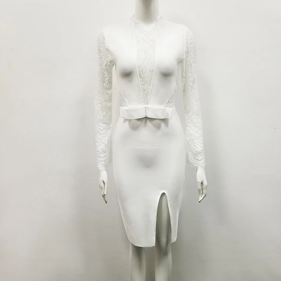 2019 новые высококачественные сексуальные с длинными рукавами белые кружевные