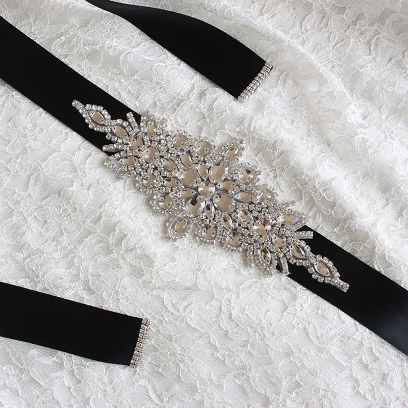 

270x4cm Women Wedding Sash Elegant Rhombic Rhinestone Faux Crystal Ribbon Bridal Wide Waist Belt Jewelry Dress Cummerbund Waistb