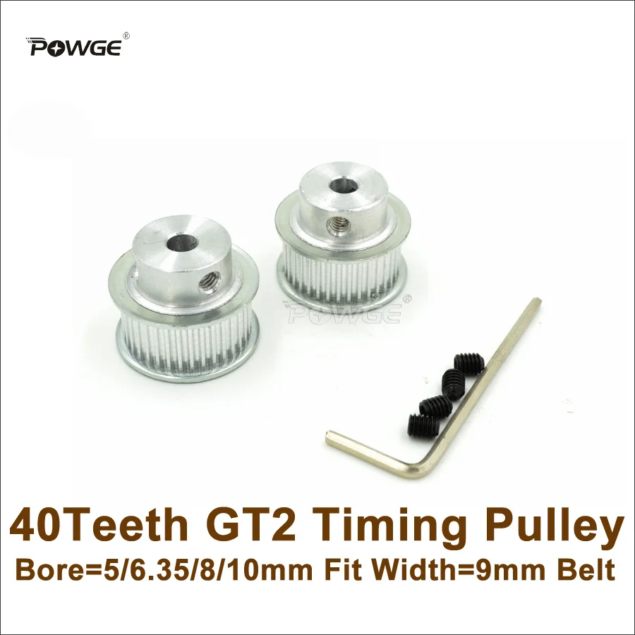 Зубчатый шкив POWGE 40 2GT зубчатый 5/6.35/8/10 мм подходит для ширины 9 ремень T GT2 3D