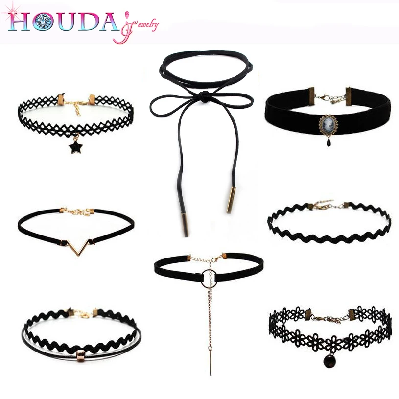 8 шт./компл. HOUDA мода стимпанк бархатные кружевные ожерелья и кулоны из