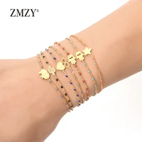 zmzy gold color slim stainless steel bracelet colorful link chain thin charm bracelets for women fashion womengirls jewelry