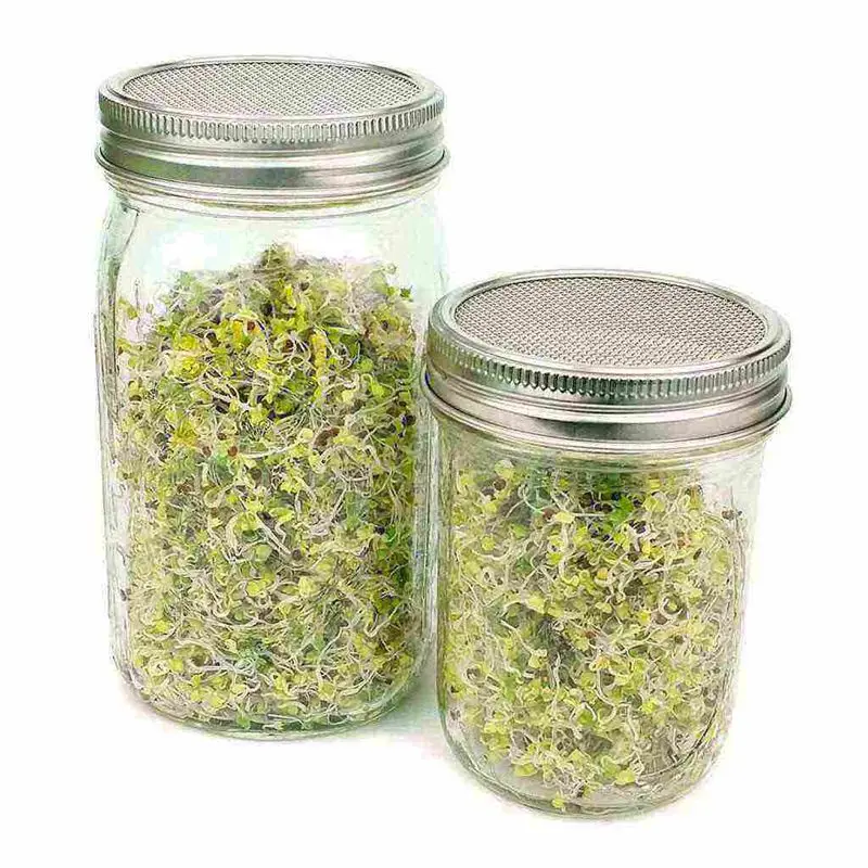 10 Упаковка нержавеющая сталь Sprouting крышки Изогнутая сетка Jar комплект крышек для