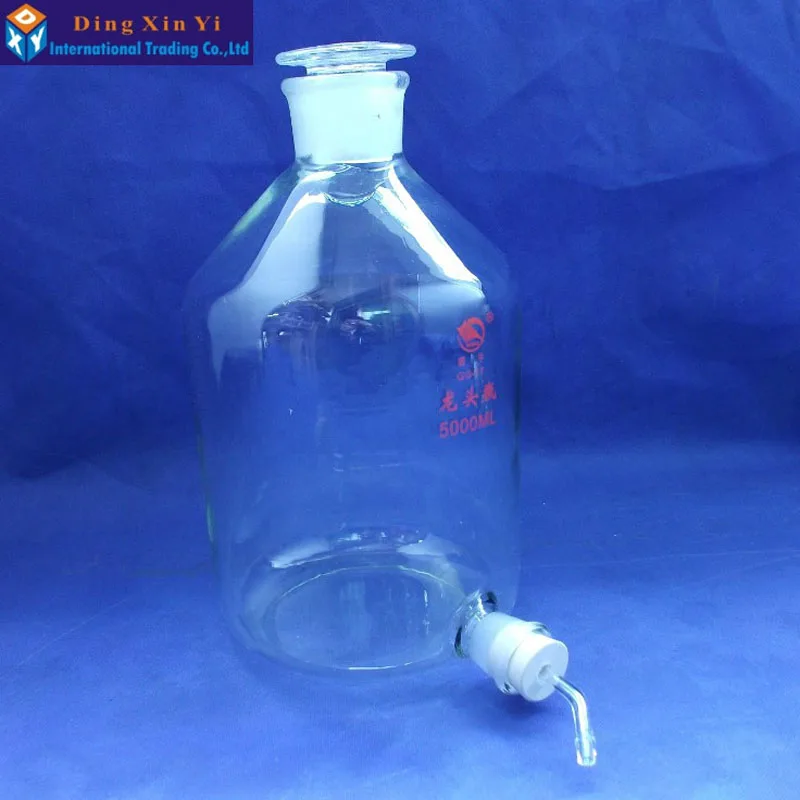 5000ml 1pc/lot Glass aspirator bottle distilled water bottle Glass Stoppered Bottles