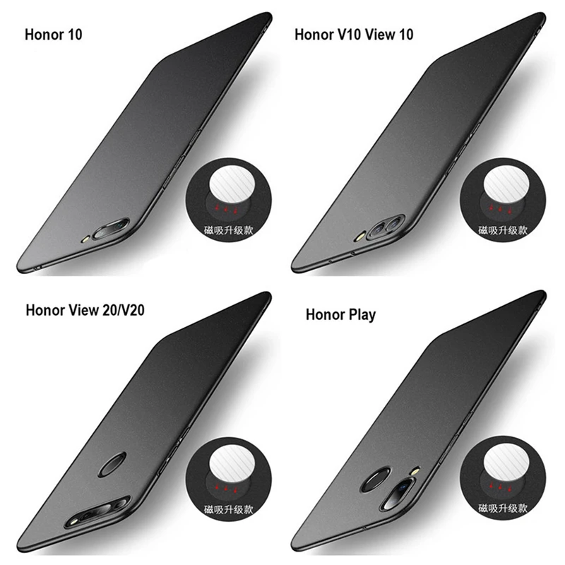 

For Huawei Honor 10 Case Matte Honor V20 View 20 10 Metal Plastic Magnetic Car Holder Cover For Huawei Honor V20 Play v10