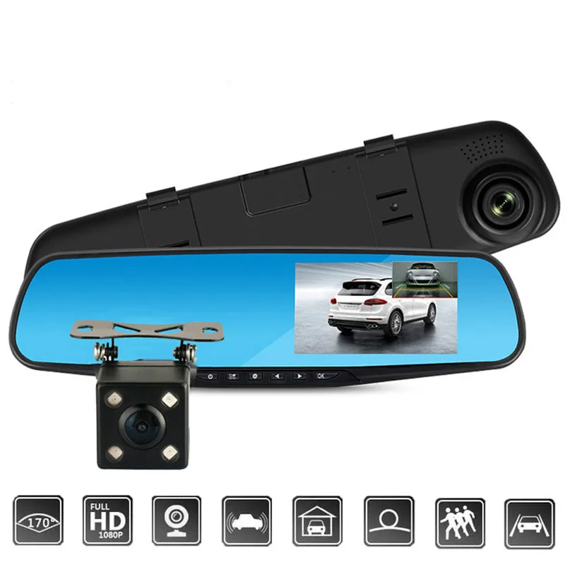 Зеркало заднего вида Dashcam двойная линза Автомобильная камера Full HD 1080p Спринт