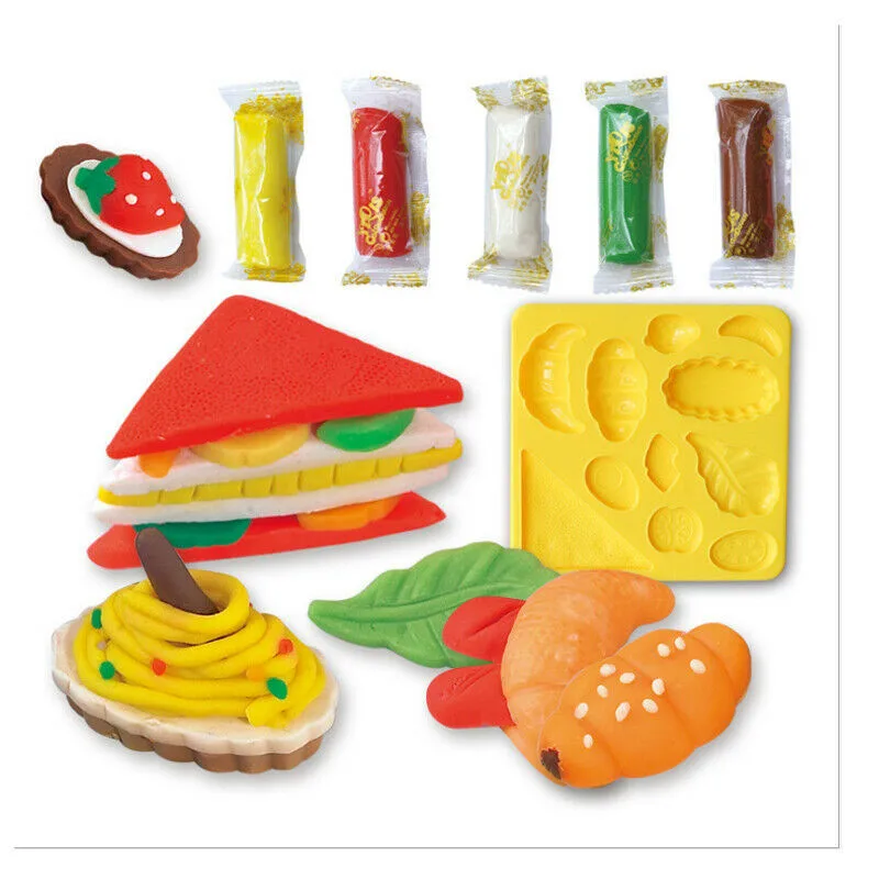 PUDCOCO новейшее тесто для моделирования Гамбургер сэндвич мороженое Playdough набор