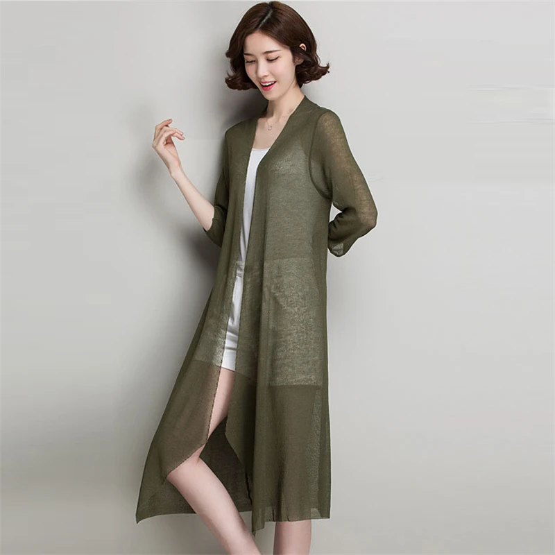 2019 весенне-летний новый женский вязаный кардиган в Корейском стиле сплошной цвет