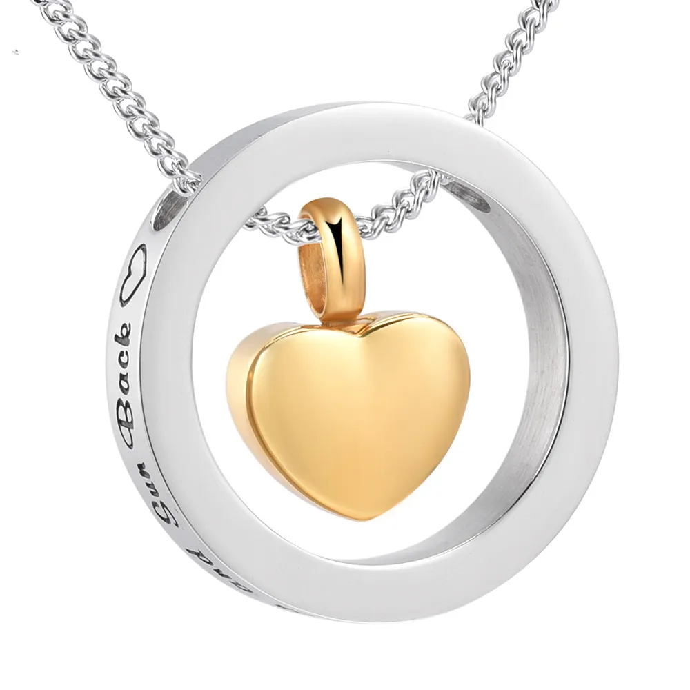 KLH0001 Золотое сердце с гравировкой Love You to the Moon Sun Back Urn ожерелье для праха Женское