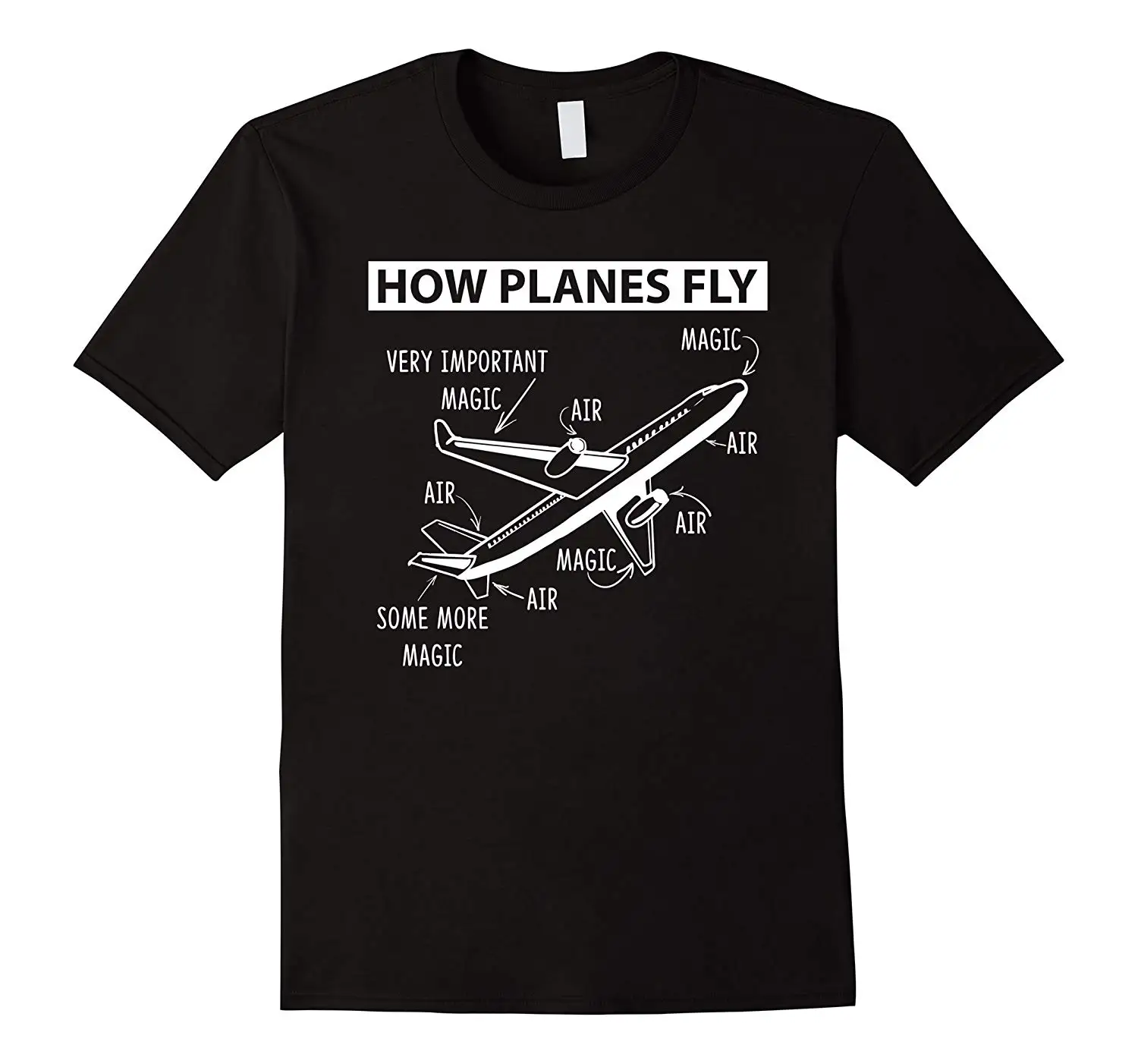 How Planes Fly T-Shirt Funny Aerospace Engineer Loose Black Men T Shirts Homme Tees Cotton Cool Design 3D Tee Top | Мужская одежда