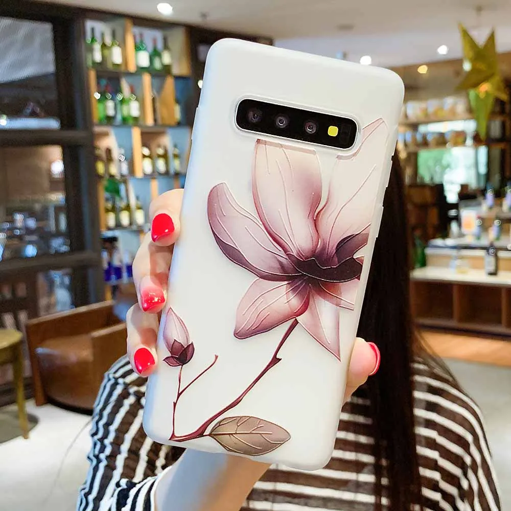 Case For Samsung Galaxy S10 A5 2017 A8 A6 Plus J4 J6 2018 J3 J5 J7 A3 A7 2016 S8 S7 Edge S9 Note 9 Flower Silicone Cases |