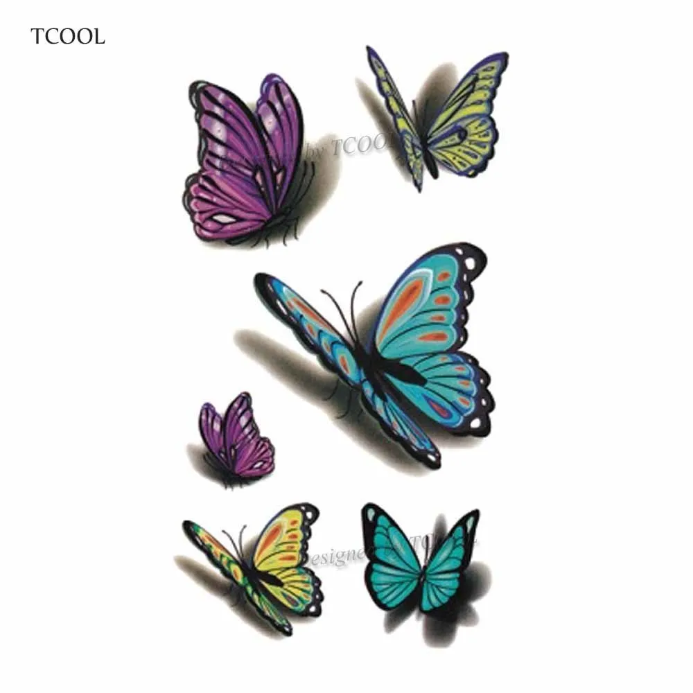 HXMAN акварельные бабочки Временные татуировки стикер водонепроницаемый женский поддельные татуировки мужчины дети боди-арт горячий дизайн 9,8X6 см A-001