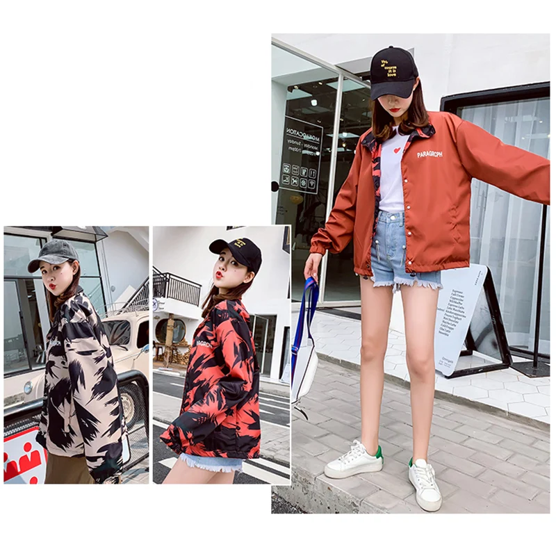 

2019 Hong Kong style short two-side wear jacket spring new Korean version of the wild bf loose baseball uniform women's jacketz6