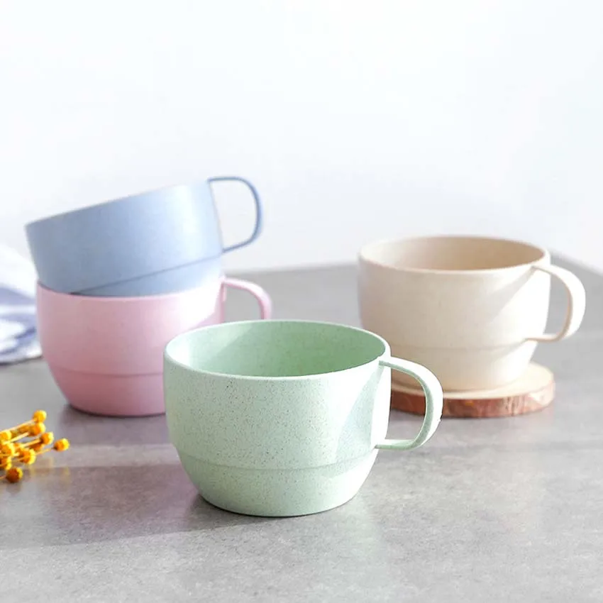 4 шт. 250 мл детская кофейная чайная чашка пшеничной соломы круглые пластиковые