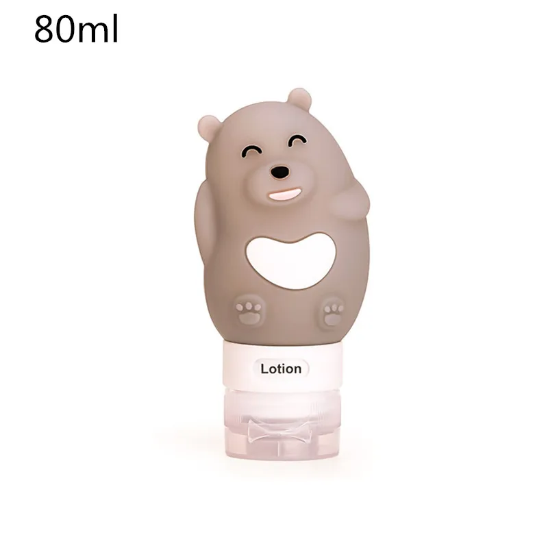 80ml gray Еда из пищевого силикона 60/80/90/100 мл для макияжа Симпатичные Путешествия бутылки шампуня для геля и лосьона для душа суб-розлива трубка Squeeze пустая бутылка - Цвет: 80ml gray