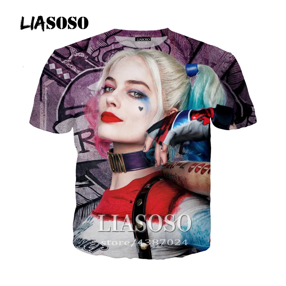 LIASOSO новинка 2018 Harajuku Женская Повседневная футболка мужская фильм отряд самоубийц