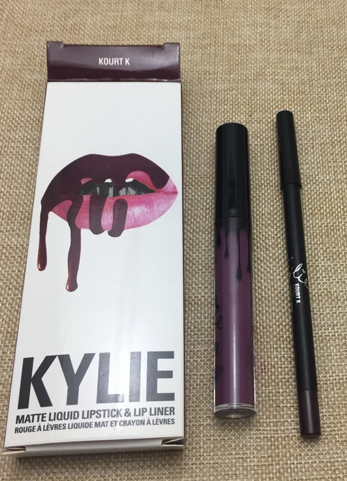 hot new KYLIE matte lipstick+lips pencil makeup lasting waterproof liquid lip gloss kilie lipstick kyliejenner lip - Color: KOURT K