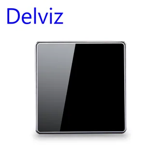 Стеклянный переключатель с большой панелью, настенный переключатель с зеркальным эффектом, тип 86, 1Gang, 1way2way, Международный общий выключатель света, черная розетка