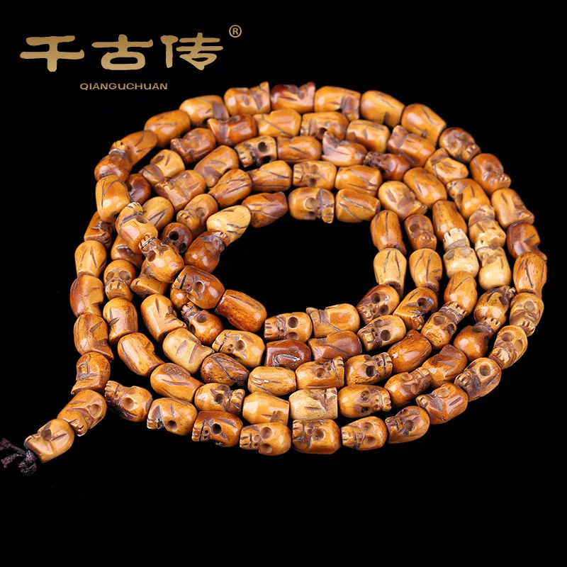 8*11mm Classic Skull Head Handmade Yak Bone Bead Buddhist Meditation 108 Prayer Mala Bracelet/Necklace | Украшения и аксессуары