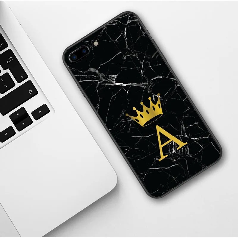 Чехол на заказ для iPhone X SE мягкий чехол 6 6s 7 8 Plus корона Буква A C D E F G H I J XS Max