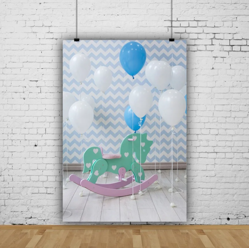 Laeacco Baby Birthday Party Balloons Toys Chevrons Wall Child Portrait Photo Backdrop Photographic Background For Studio | Электроника