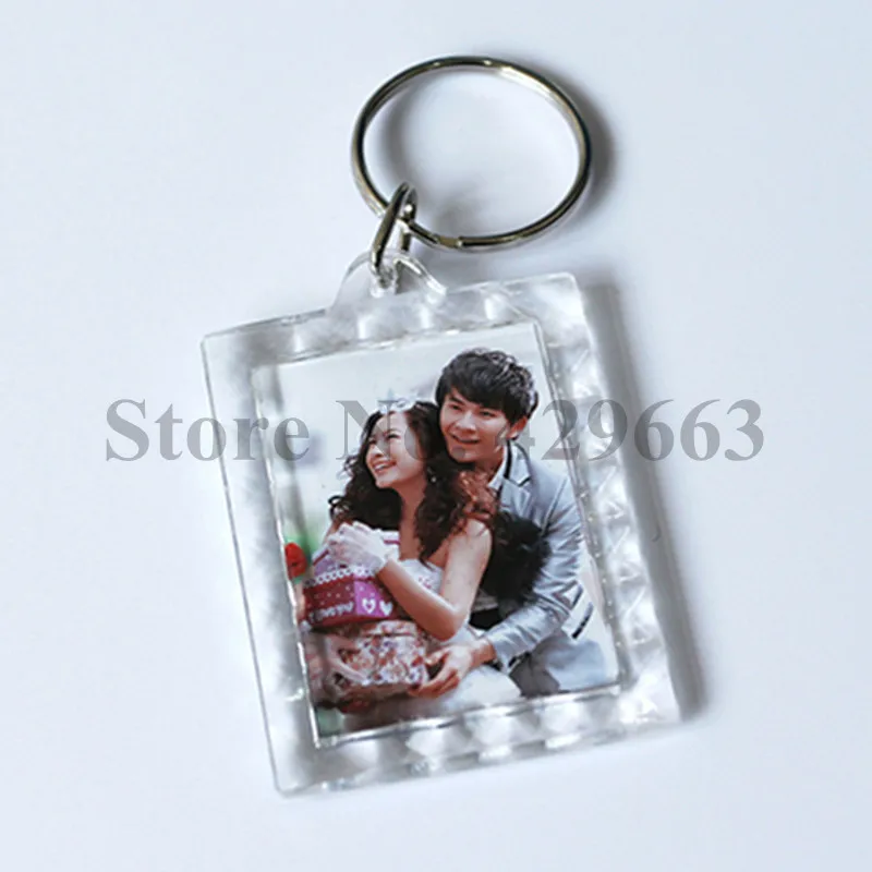 1000 шт. прямоугольные кружевные прозрачные кольца для ключей с фоторамкой |