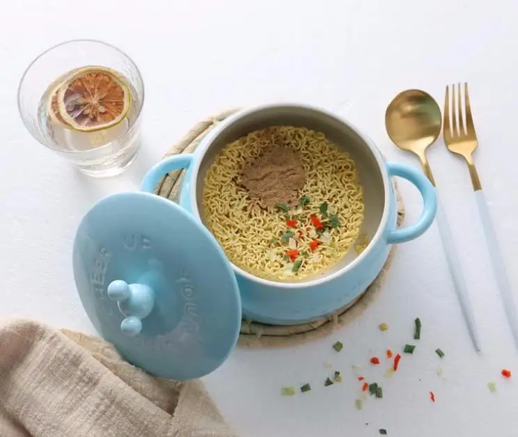 Детская оригинальная чаша с рисунком крышкой быстрого приготовления миска для