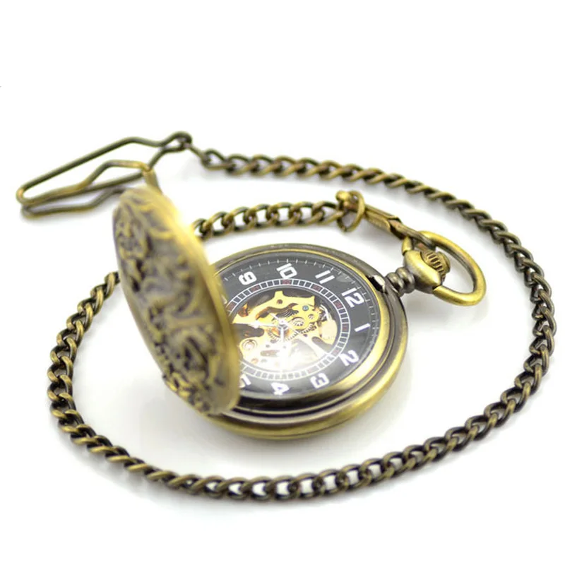 Новинка Мужские Механические карманные часы-скелетоны в стиле стимпанк