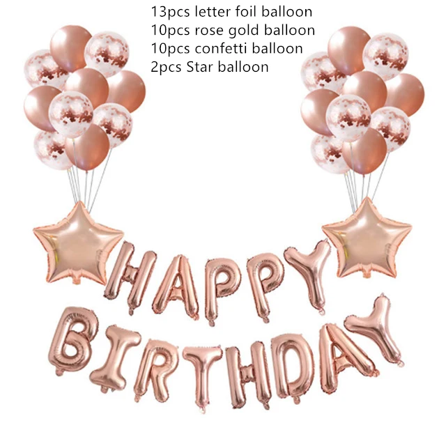 35pcs Розовое золото и цифрами 1, 2, 16 18 21 30 40 50 60 70, 80, 90 лет, пижама-комбинезон для детей с днем рождения воздушные шары День рождения вечерние Decora - Цвет: 35pcs