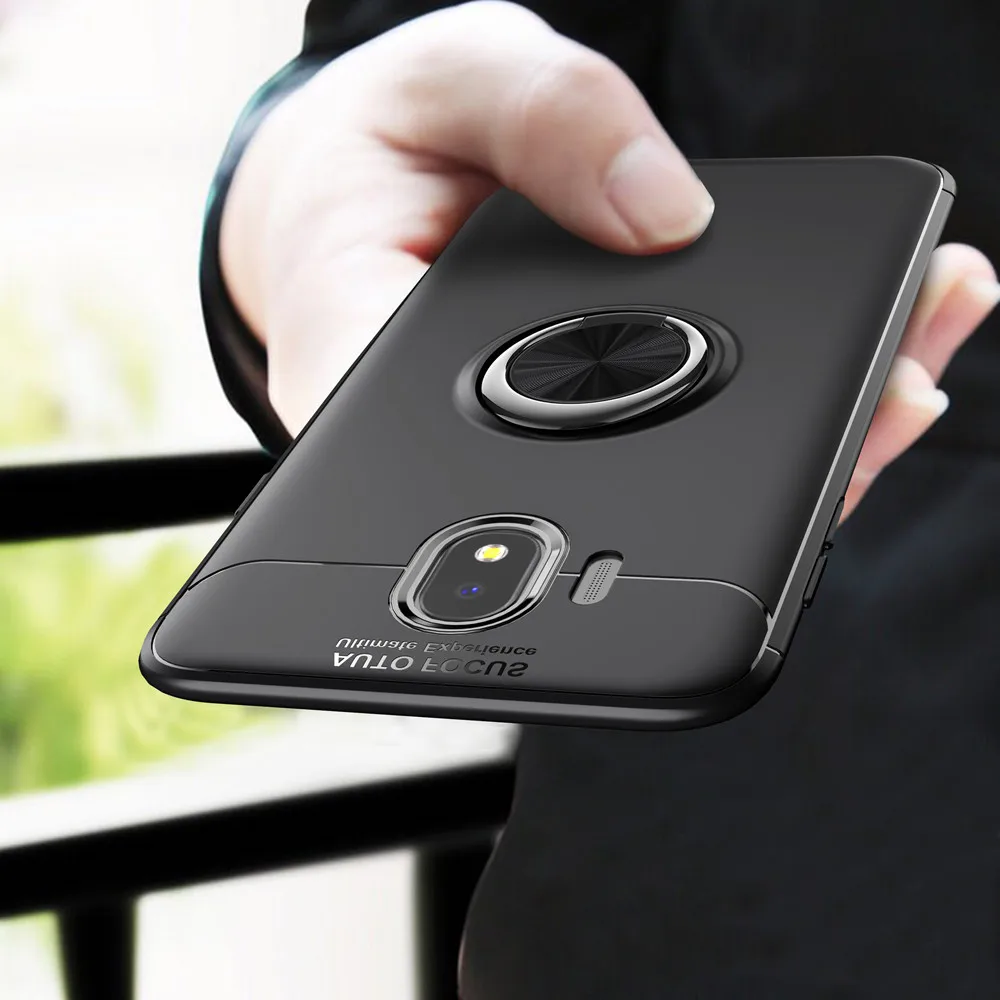 

For Samsung Galaxy J4 2018 Case Cover Colorful Metal Magnetic Ring Holder Soft Silicone TPU Luxury Case for Samsung J4 2018