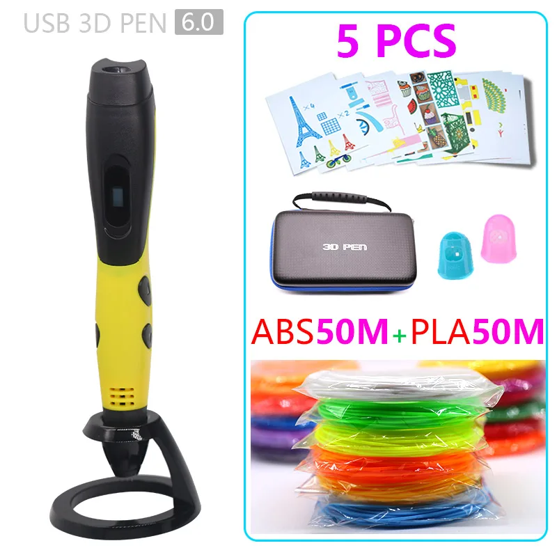 pen and 100m Новая версия 3D Ручка 3d модель 3d волшебная ручка 3d принтер ручка Рождественские подарки детский подарок с чехол для переноски - Цвет: pen and 100m
