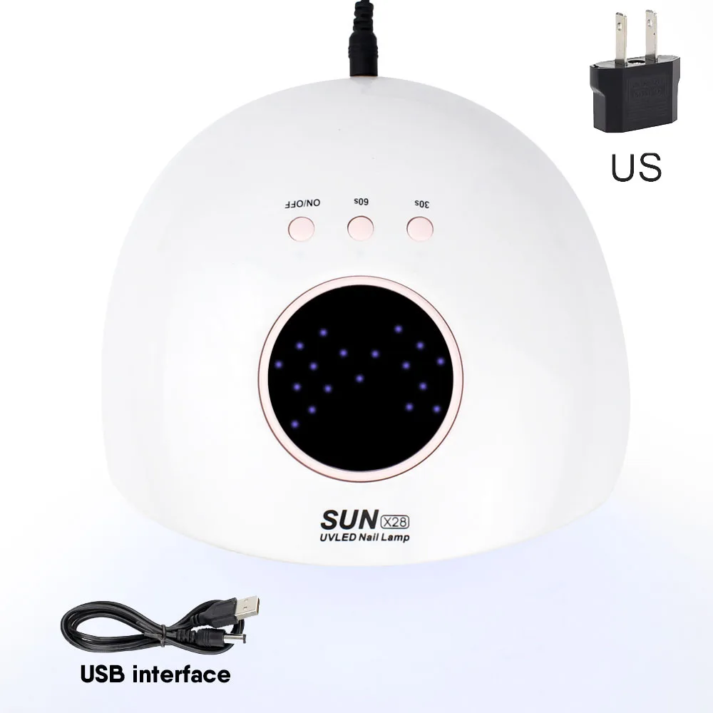 Маникюрная лампа для ногтей Uv Led 24 Вт Портативная Usb 12 светодиодов лампа для сушки ногтей лак для ногтей сушилка для гель-лака оборудование для лака - Цвет: white us no lcd