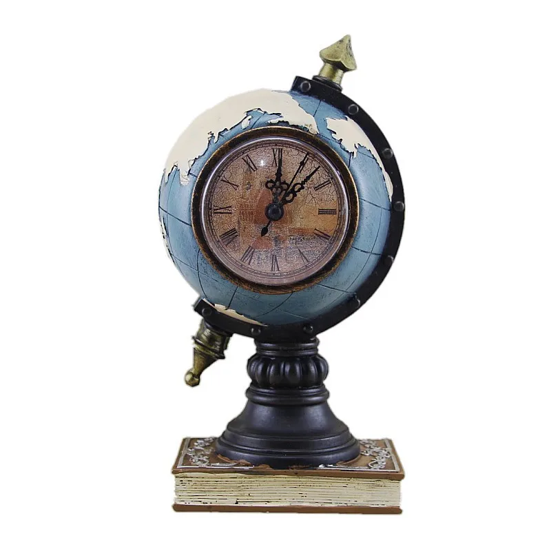 Винтажные часы в стиле ретро с картой земли домашнее украшение миниатюрные