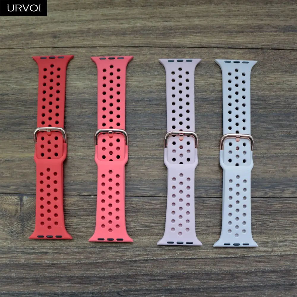 Ремешок URVOI для apple watch 7 6 SE 5 4 3 2 спортивный браслет iwatch 41 45 мм резиновый с
