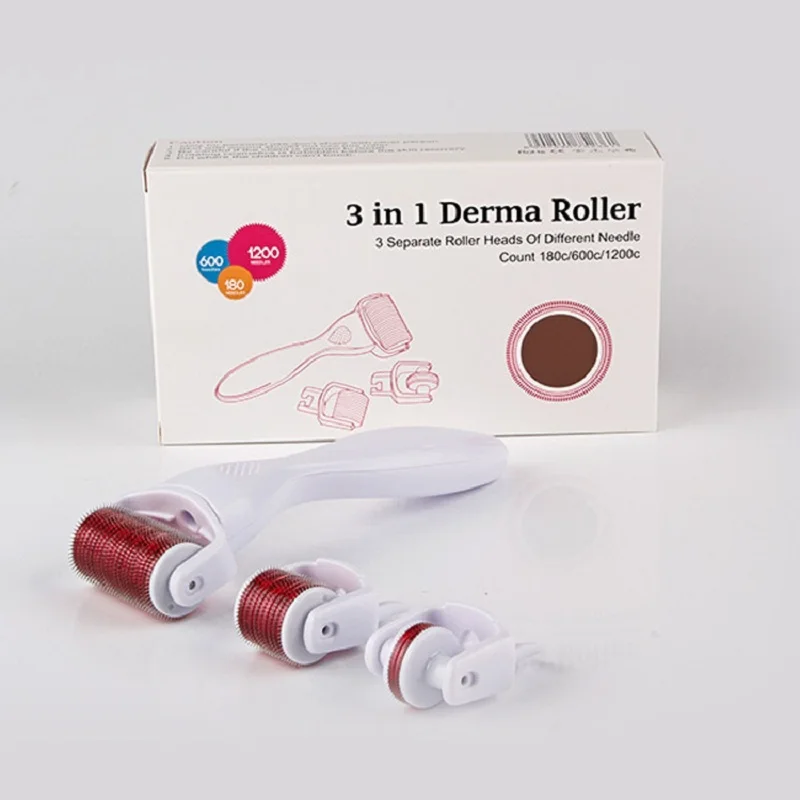 3 in 1 white red Derma роликовая система Microneedle комплект для лица корпус 0,25 мм титановая Замена Dermaroller Avec Micro Aiguilles Agulha Прямая - Цвет: 3 in 1 white red