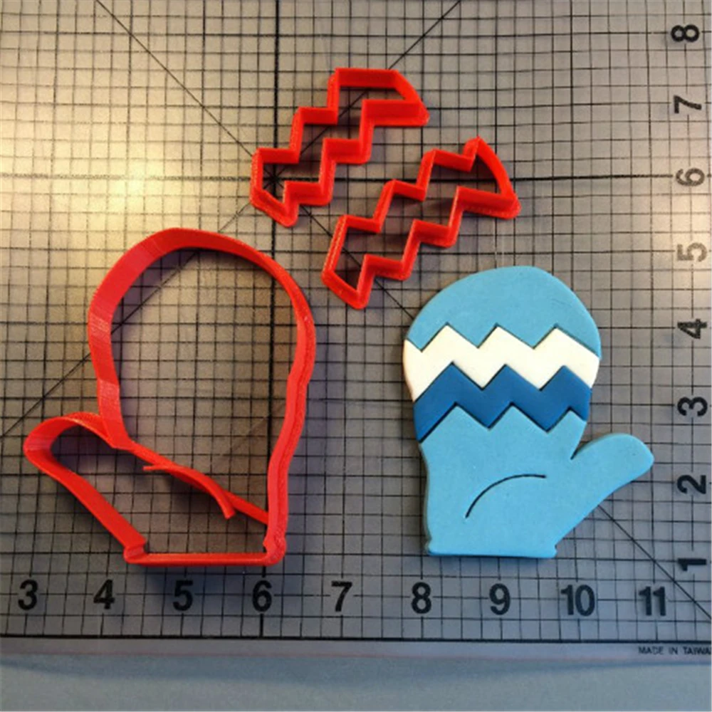 Зимние перчатки набор для резки печенья на заказ 3D печать Fondant Cupcake Top форма торта