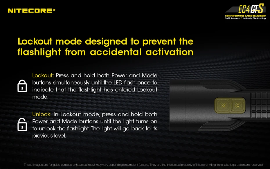 NITECORE EC4GTS Высокопроизводительный Мощный светильник, светильник-вспышка дальнего действия, супер-яркий интегрированный поисковый светильник