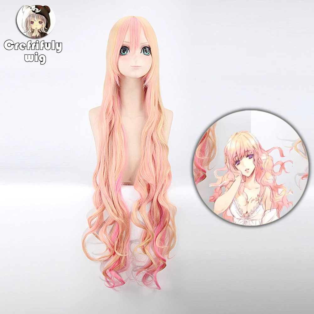 Парик для косплея Macross F Sheryl Nome полная челка 120 см женщин блонд розовый Омбре