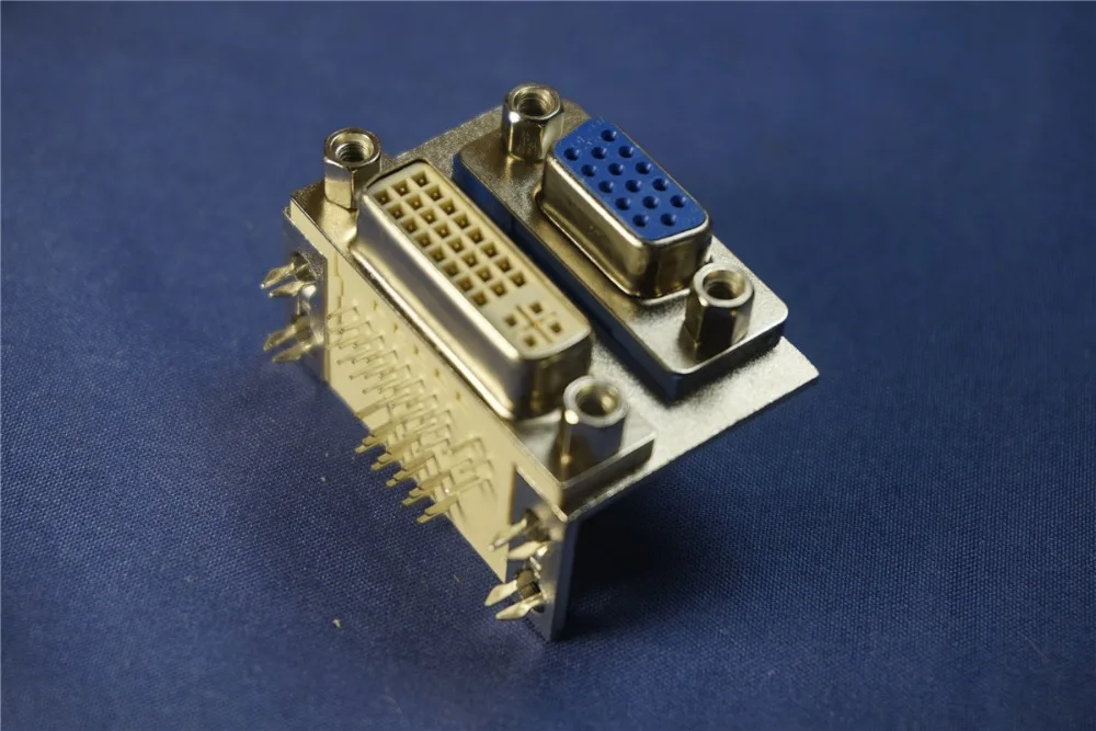 2 шт. DVI VGA двойной порт 24 + 5 Pin I разъем 15 гнездо порта правый угол сквозное