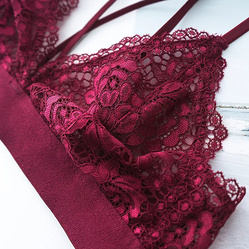 Lolita Underwear Sexy Women Transparent Lace Bra Set Bralet Line Straps Lingerie Push Up and Panty Wireless Bralette | Женская одежда