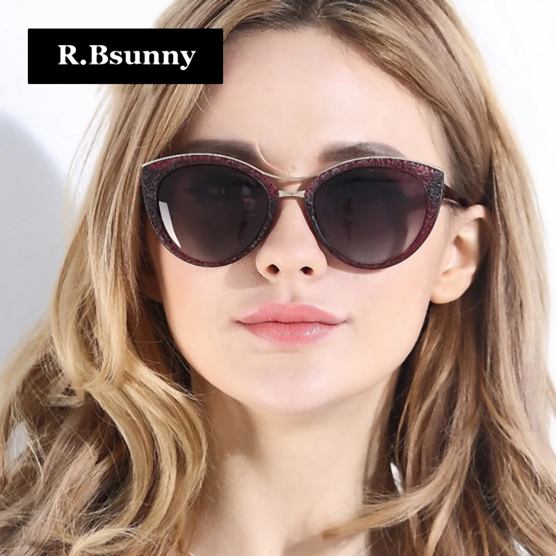 R. Bsunny 2018 новые модные брендовые женские солнцезащитные очки кошачий глаз белая
