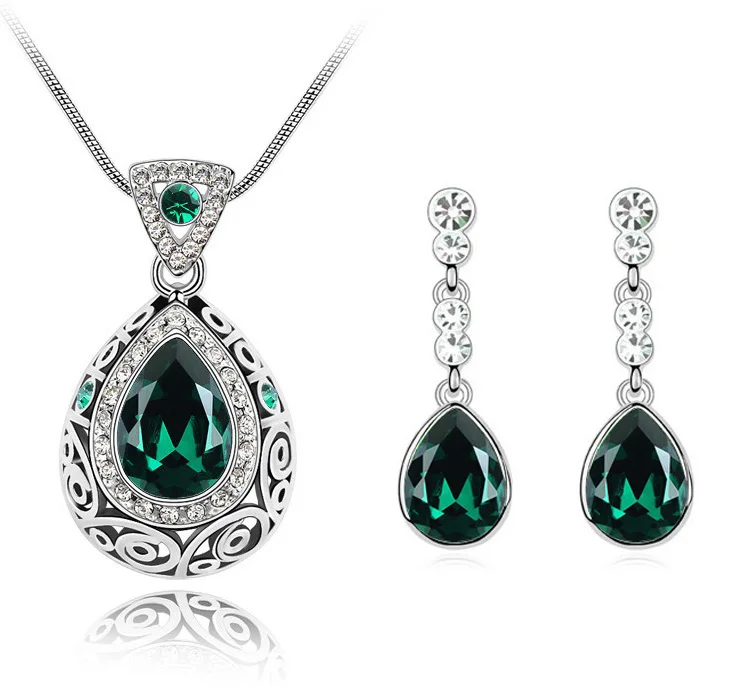 Комплект из колье и серёг с кристаллами|new jewelry sets|set necklaceset necklace earring |
