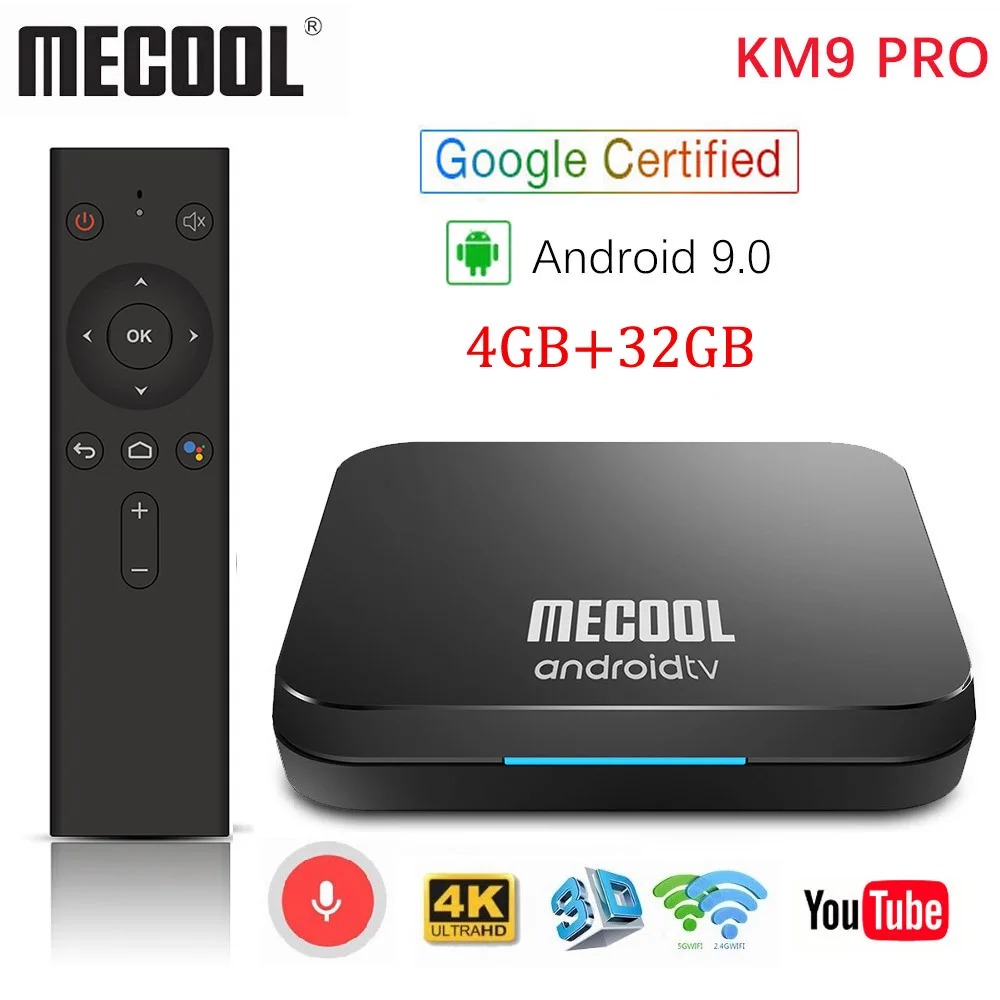 Mecool KM9 PRO KM3 в ТВ 4 gb 64 gb Android 9,0 ТВ Box Google Сертифицированный Android ТВ Amlogic S905X2 Двойной Wi-Fi 4 K смарт ТВ коробка