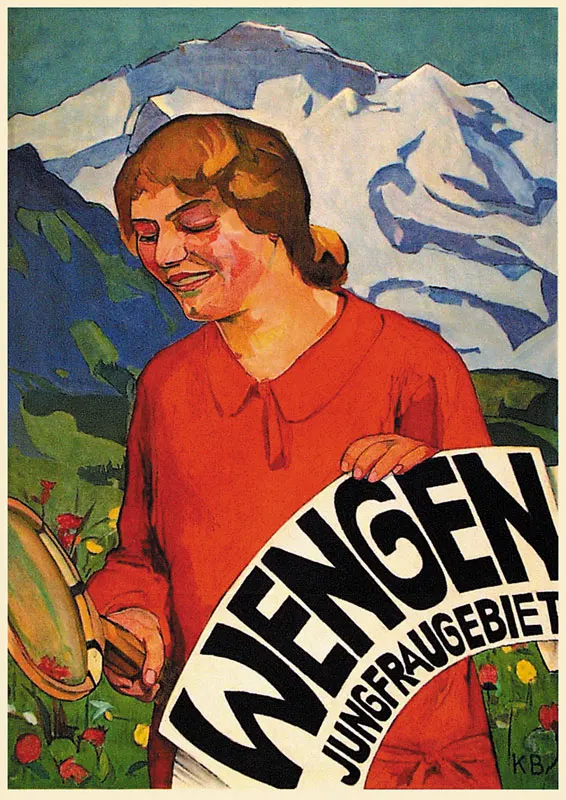 Швейцария Берн туристические плакаты Wengen Jungfraugebiet классические настенные