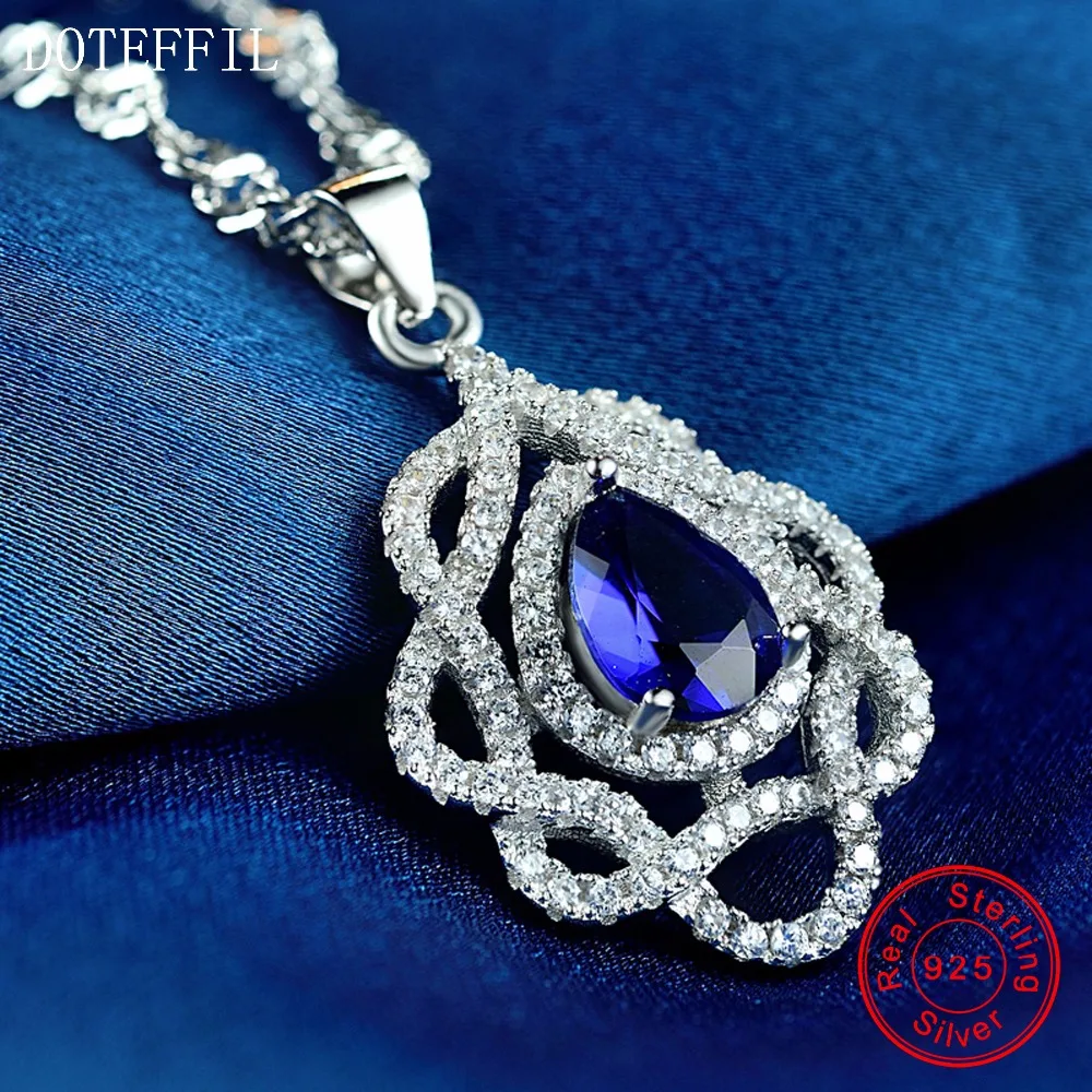 Ожерелье из серебра 925 пробы с кулоном в виде сердца океана|women jewelry|necklace charmsterling