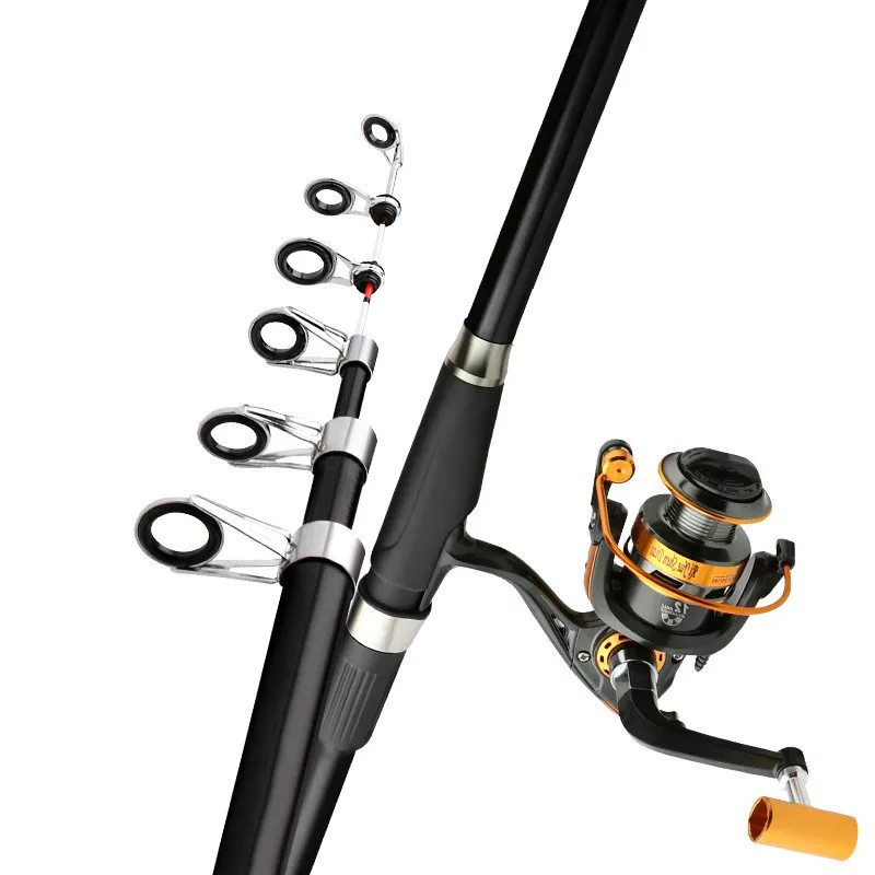 Kaufen High Carbon Fiber Boot/Floß Stange 2,1-3,6 M Teleskop Angelrute Tragbare Spinning Angeln Cane Kurzen Abschnitt Felsen Angeln Pesca
