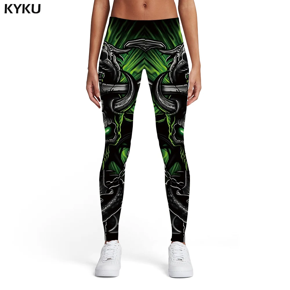 Ladies leggings01 KYKU леггинсы с черепом для женщин Скелет Дамы Черный 3d принт брюки с металлической цепью готические эластичные женские s Леггинсы Брюки джеггинсы - Цвет: Ladies leggings01