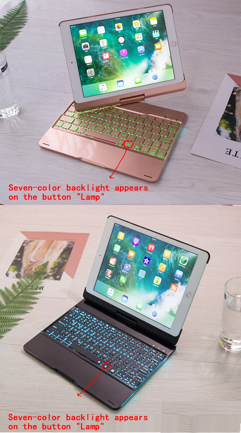 Роскошные 360 вращающийся алюминиевый сплав чехол для Apple iPad Pro 9,7 /iPad Air/Air 2 Беспроводной покрытие клавиатуры Bluetooth+ ручка+ защитная пленка на экран