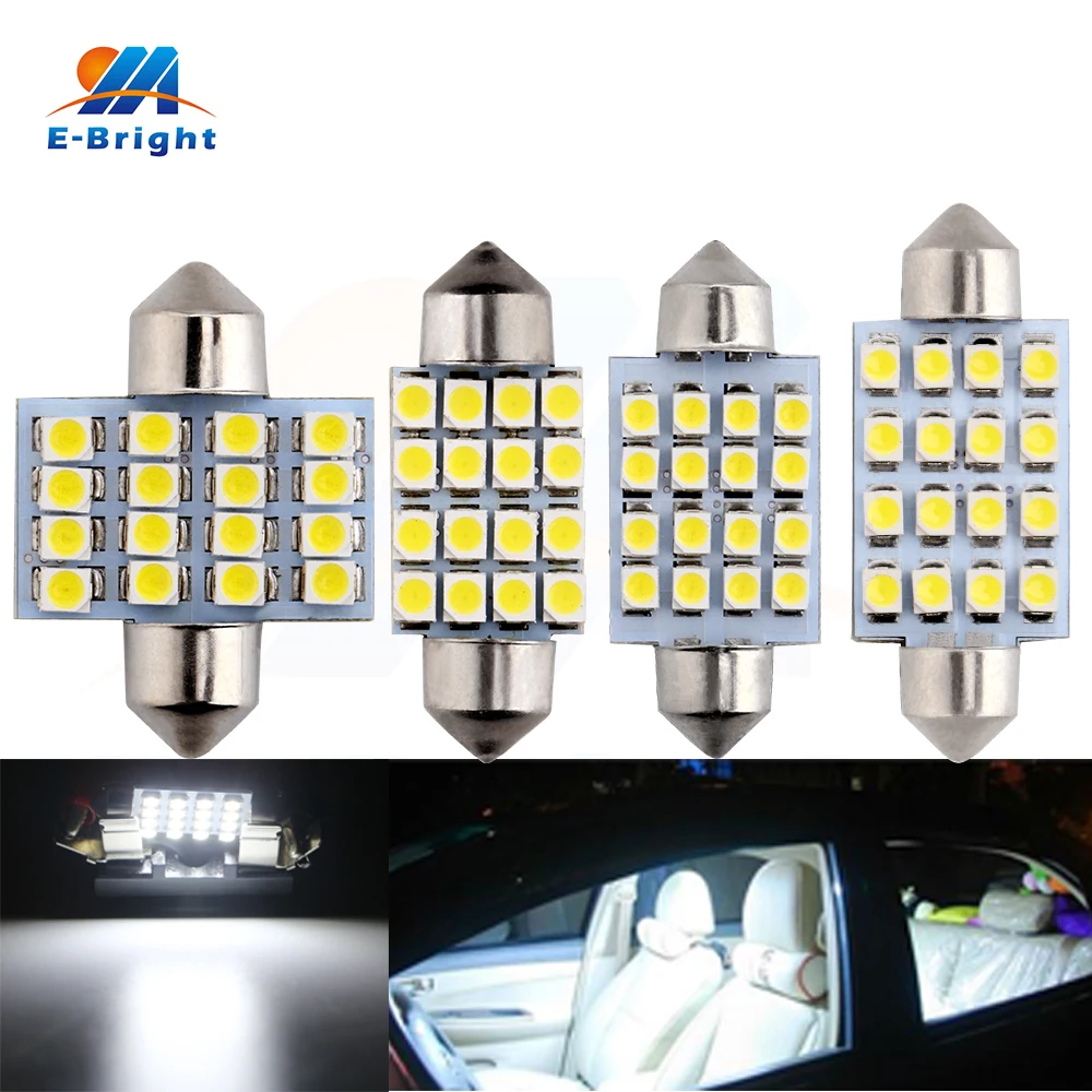 50 шт./лот C5W 1210 16 SMD 12 Led 31 мм 36 39 41 м Festoon Dome LED интерьер автомобиля Панель Чтение