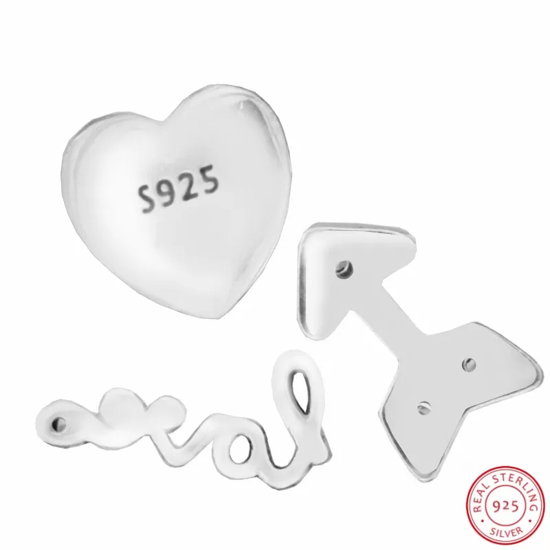 Magenta Heart & Sparkling Arrow Love Script плавающие медальоны Petite DIY Fit PANDORA Charms Silver 925 Оригинал 3 шт.