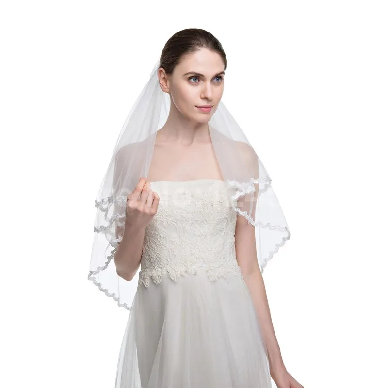 Горячие Продажа 2017 Новое Прибытие Белый Кот Короткие Люкс Свадебная Фата